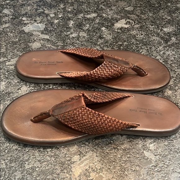 To Boot New York Sz 13 Men’s Leather Woven Flip Flop Sandals - Picture 1 of 8
